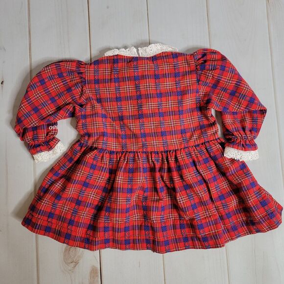 Vintage Baby Girl OshKosh B’Gosh Red Plaid Dress USA Size 18 Month - Picture 4 of 6